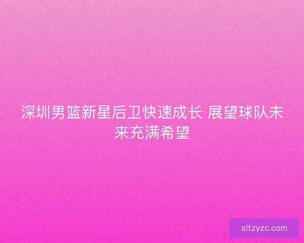 深圳男篮新星后卫快速成长 展望球队未来充满希望