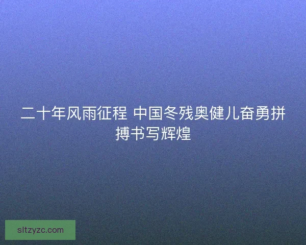 二十年风雨征程 中国冬残奥健儿奋勇拼搏书写辉煌
