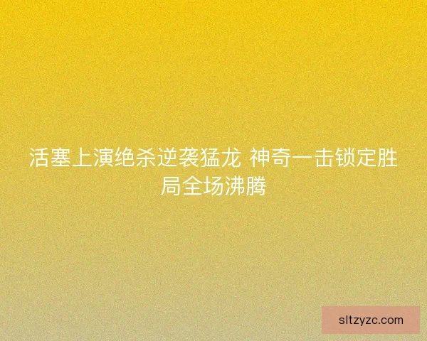 活塞上演绝杀逆袭猛龙 神奇一击锁定胜局全场沸腾